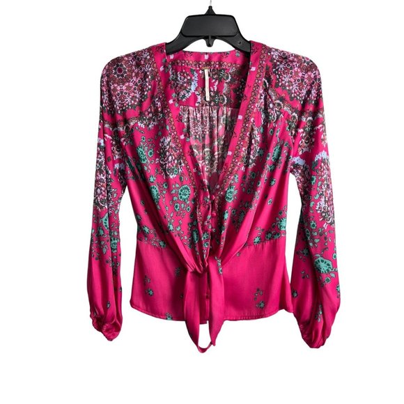 COPY - Free People Run Free Floral Blouse Pink XS - Picture 5 of 12